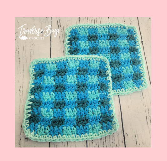 Crochet Plaid Dishcloth Pattern