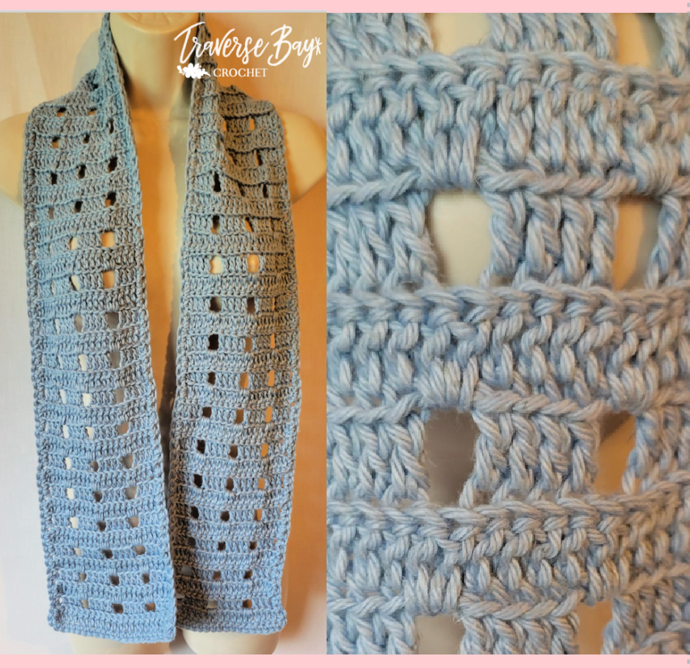 Easy Textured Crochet Filet Scarf Pattern