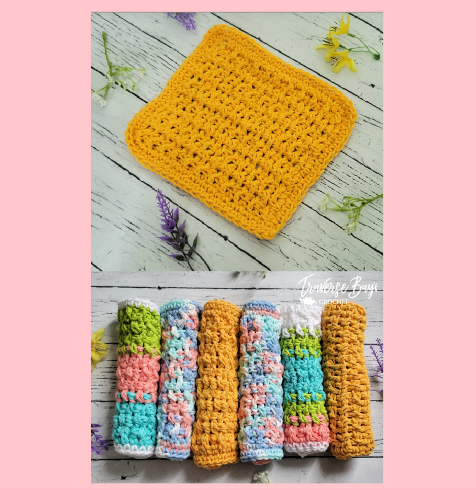 Crochet Sugar'n Cream Textured Dishcloth Pattern