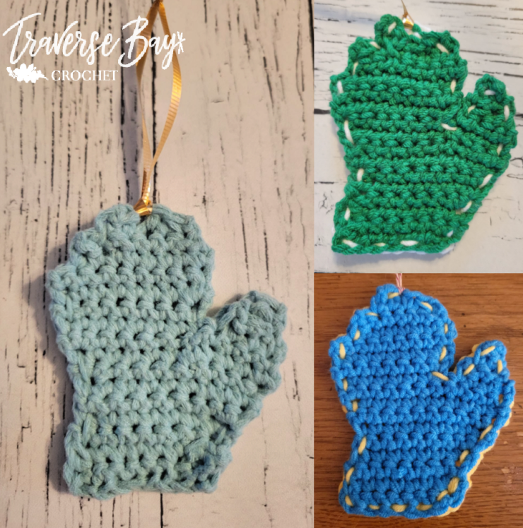 Crochet Michigan Lower Peninsula Mitten Appliqué Ornament Pattern