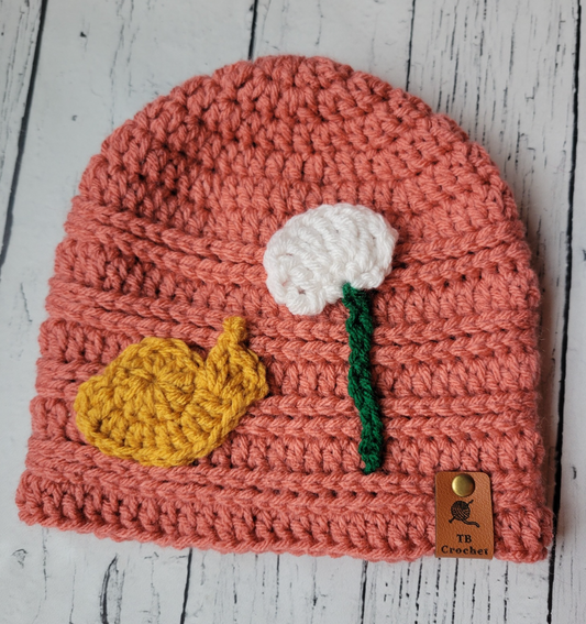 Crochet Snail Dandelion Beanie Hat Pattern