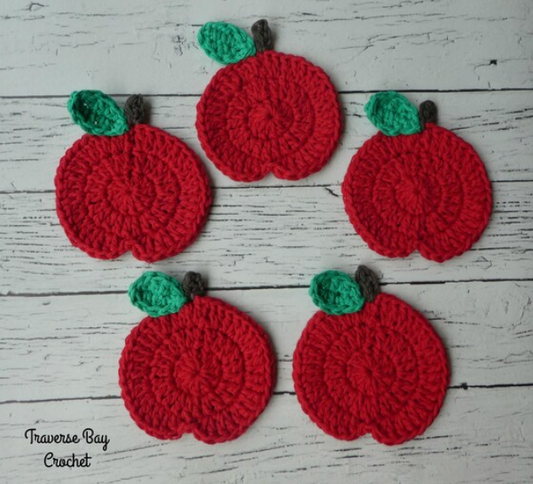 Crochet Apple Coaster Pattern