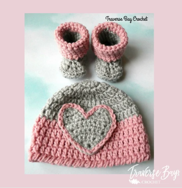 Crochet Heart Baby Set Pattern