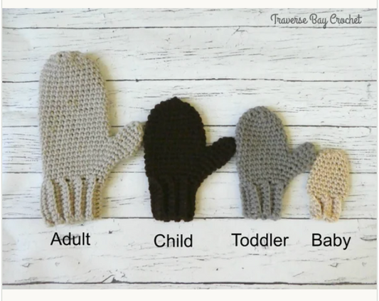 Crochet Family Mitten Pattern