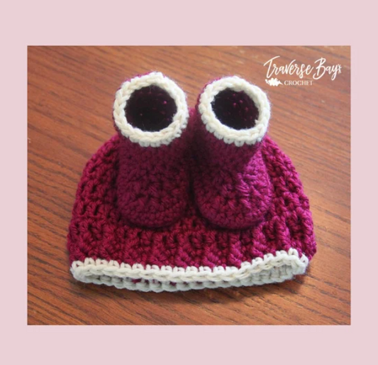Crochet Baby Hat Bootie Set