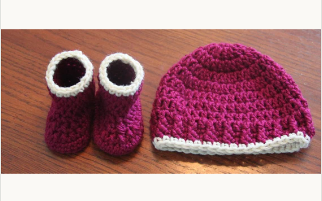Crochet Baby Hat Bootie Set